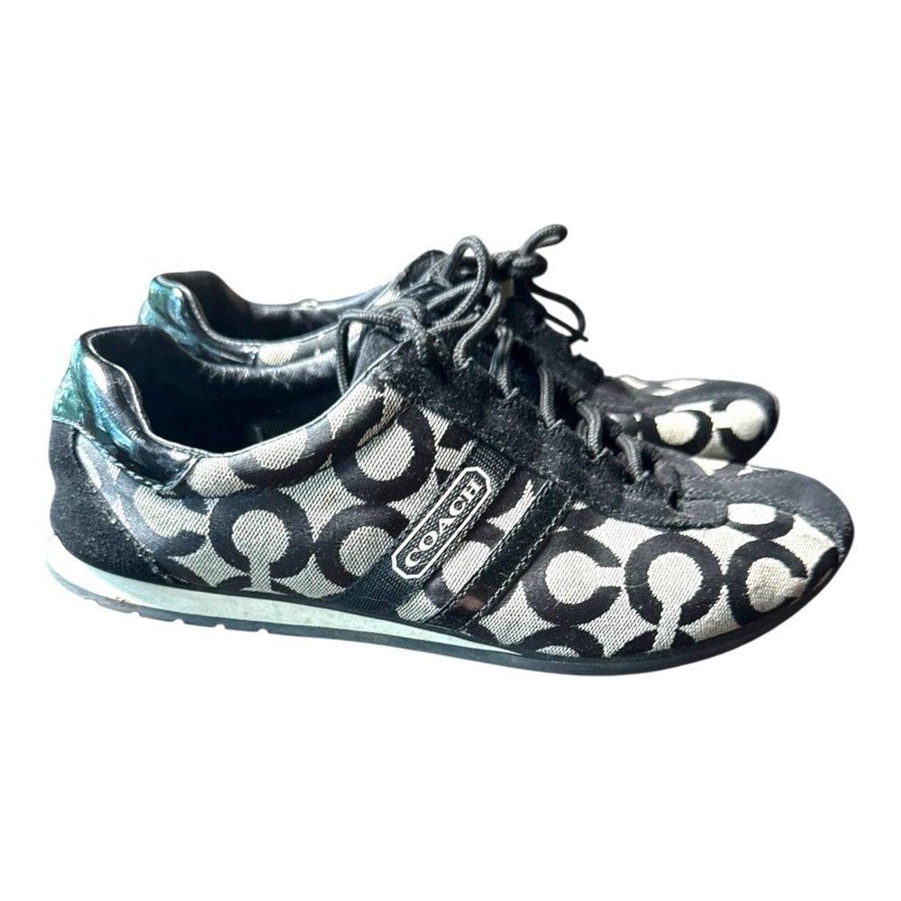 ▶️ Coach ◀️ Kathleen Black and Gray Lace up shoes  7.5 Signature C - Picture 4 of 13